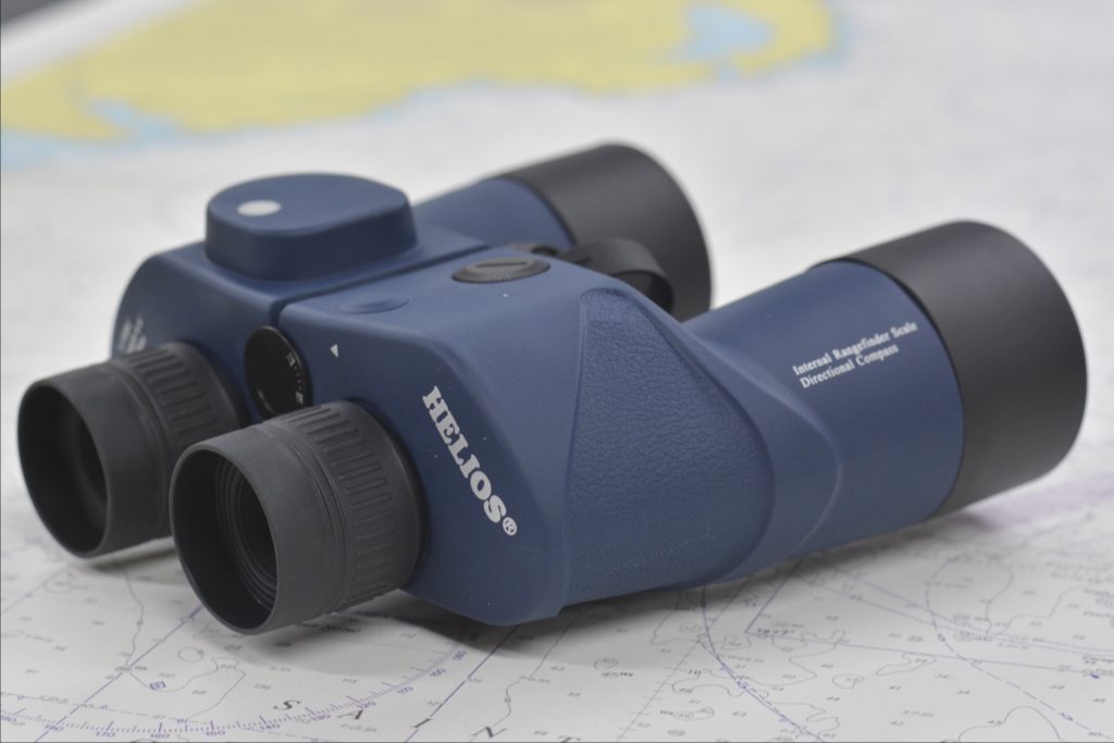 Binoculars and flip cards.